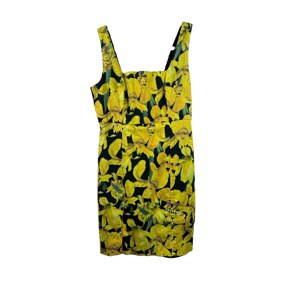 ALICE + OLIVIA Yellow Iris Floral Silk Blend Dress‎ Whimsigoth Garden Party 6